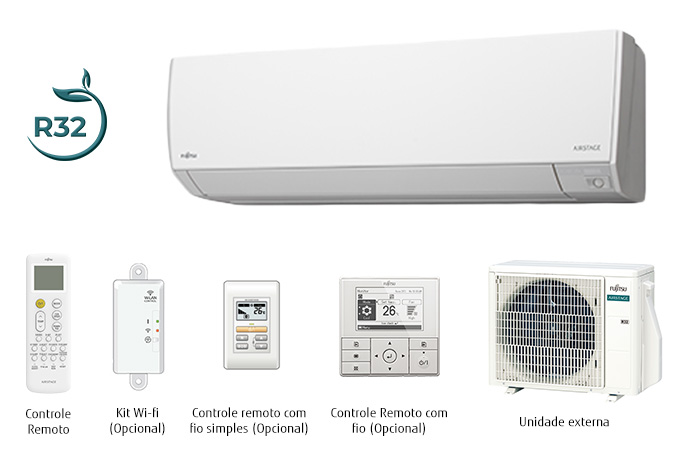 Ar-condicionado Fujitsu Airstage Premium Inverter 12.000 BTU/h – conjunto